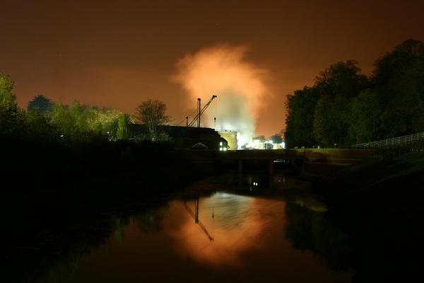 Taplow Paper Mill at night