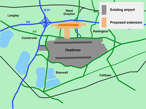 Proposed third runway location at Heathrow