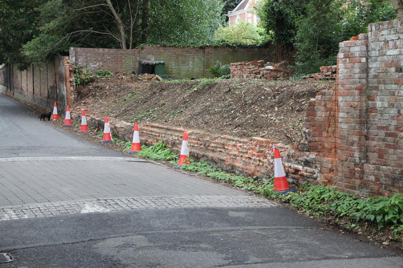 Elibank Court's fallen wall