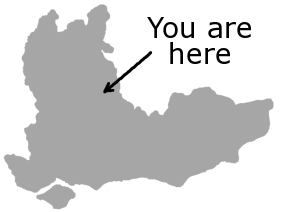 Outline of South East Region with arrow pointing to Taplow