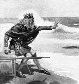 King Canute ordering back the tide