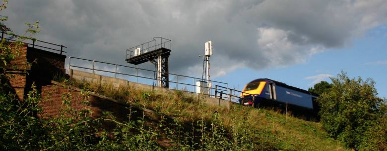 High Speed Train crossing the A4 at Taplow