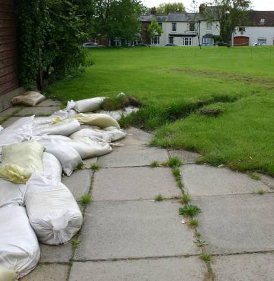 Sandbags at the Village Centre