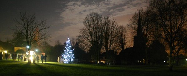 Village Green with Christmas Tree